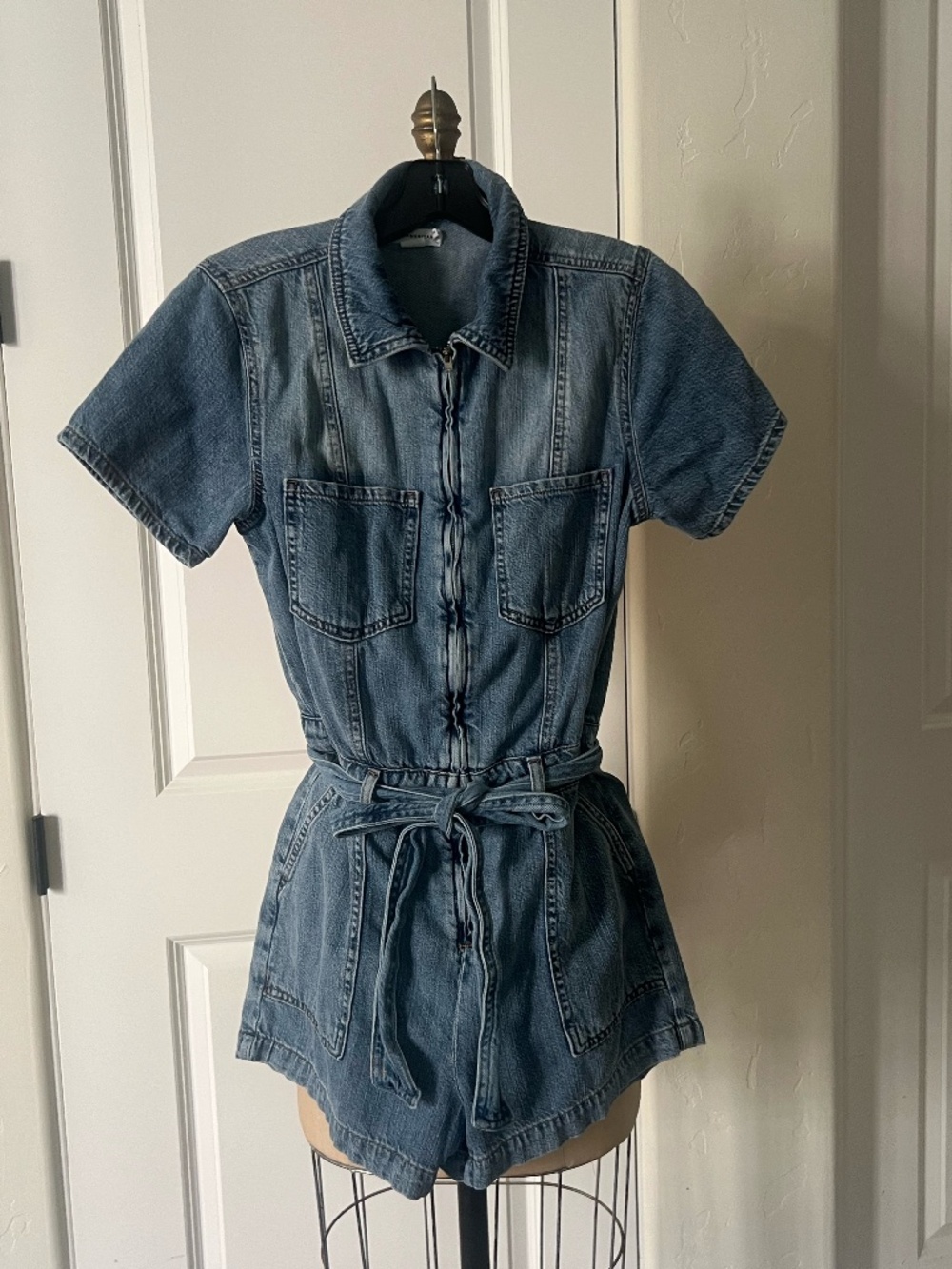 Good American Denim Shorts Romper